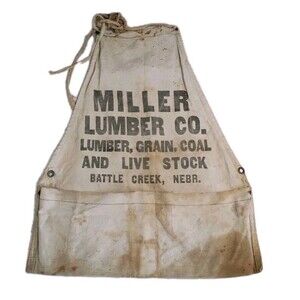 Vintage Carpenter Tool Nail Full Apron W/Ties Miller Lumber Co Battle Creek NE